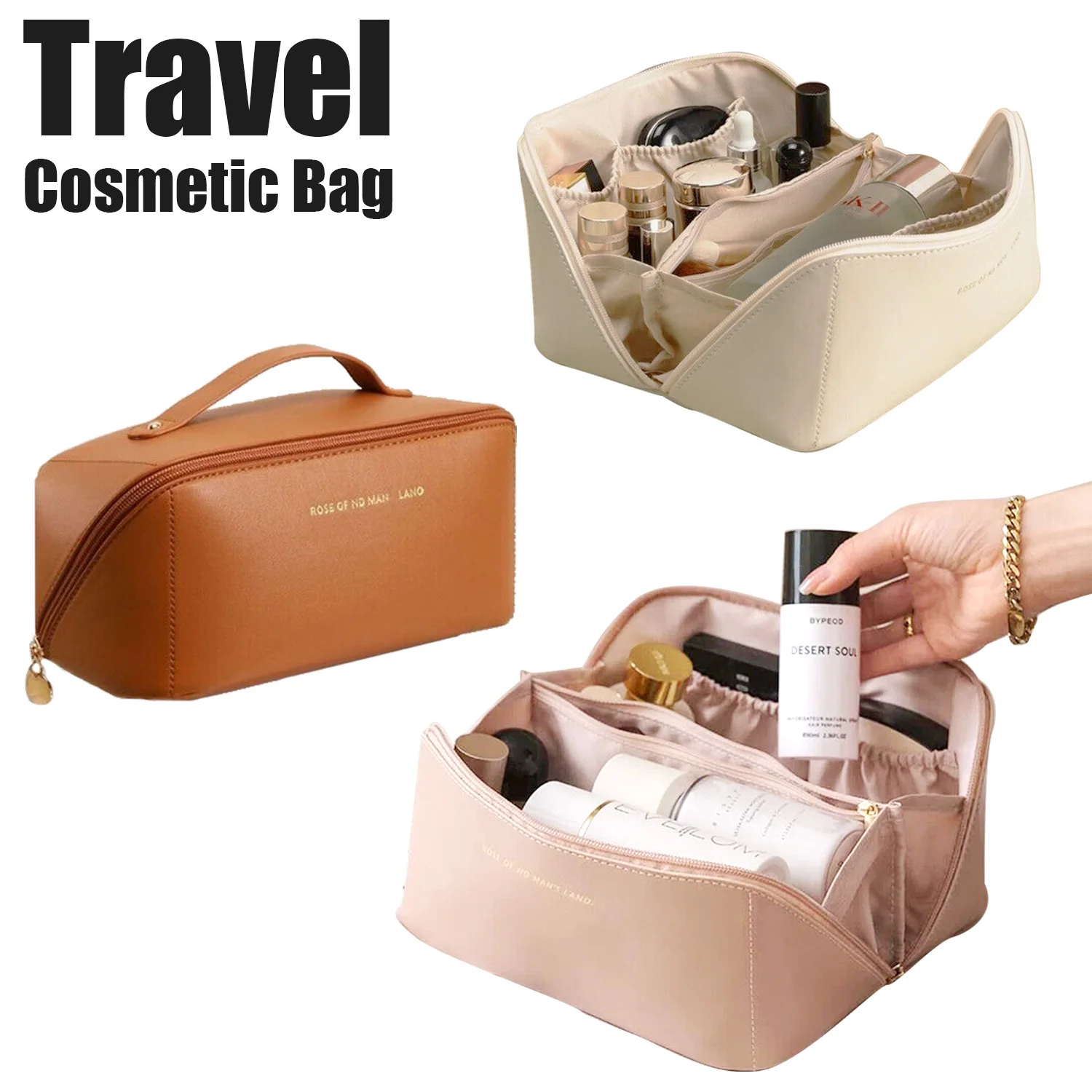 

Makeup Organizer Female Toiletry Kit Bag Make Up Case Storage Pouch Luxury Lady Box, Cosmetic Bag, Organizer Bag For Travel Zip