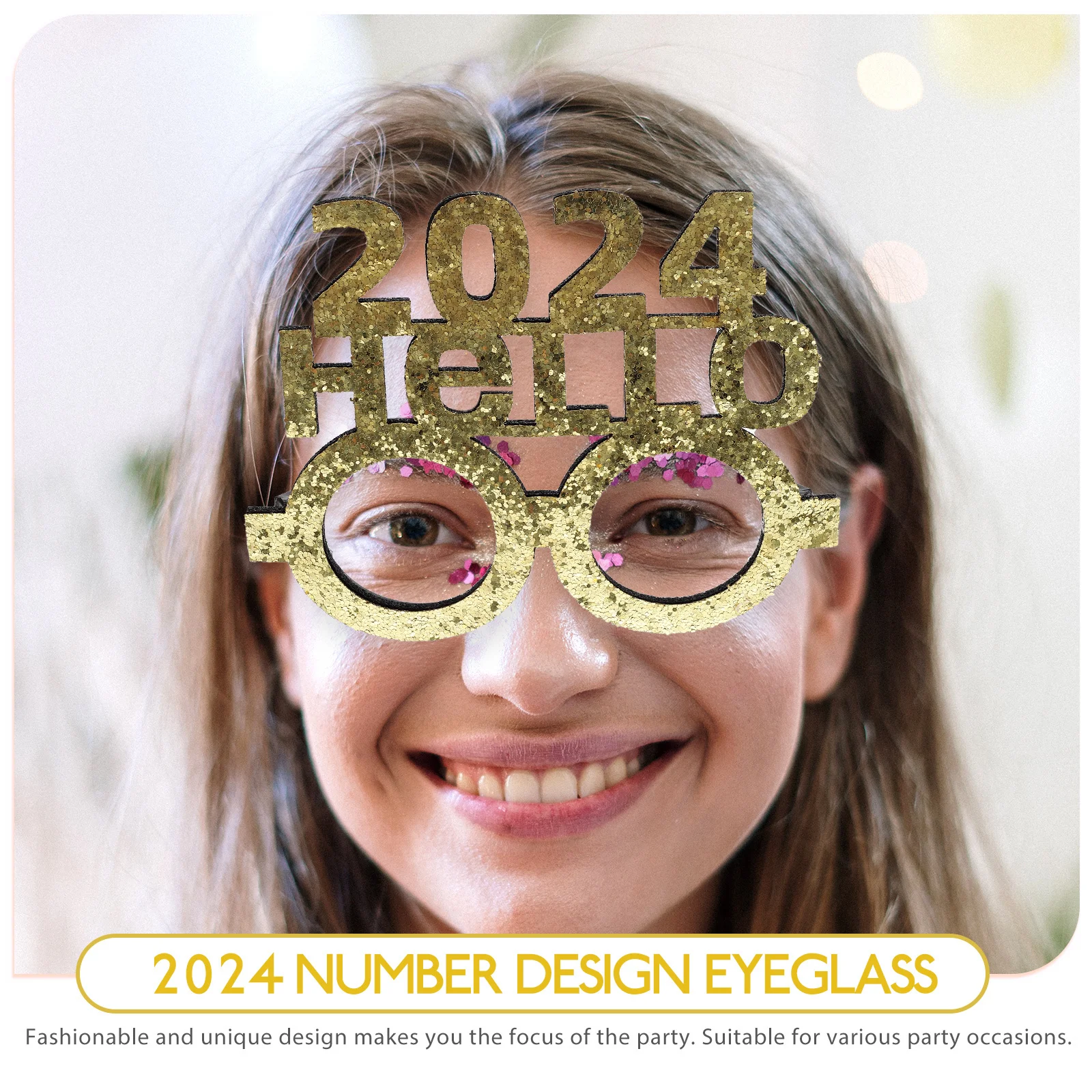 

2024 New Year Eyeglasses Reusable Non-Woven Photo Props Lightweight Comfortable Wear-Resistant Eyewear For Festival