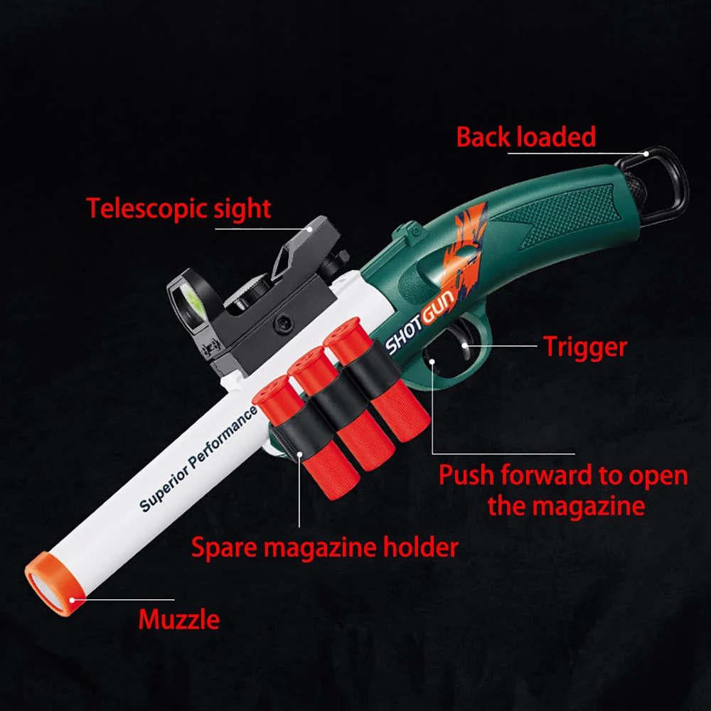 Children Toy S686 Shotgun Outdoor Sports Shell Can Be Ejected Soft Bullet Pistol Pull the loading Soft Gun Teenagers Boys Gi