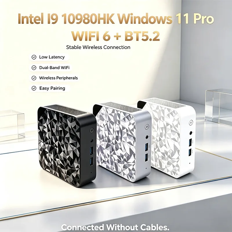 Intel Core I9-10980HK Camouflage Mini PC 16GBRAM+2TB Dual HDMI 4K Gigabit WiFi6 BT5.2 Windows11 Portable Gaming Desktop Computer