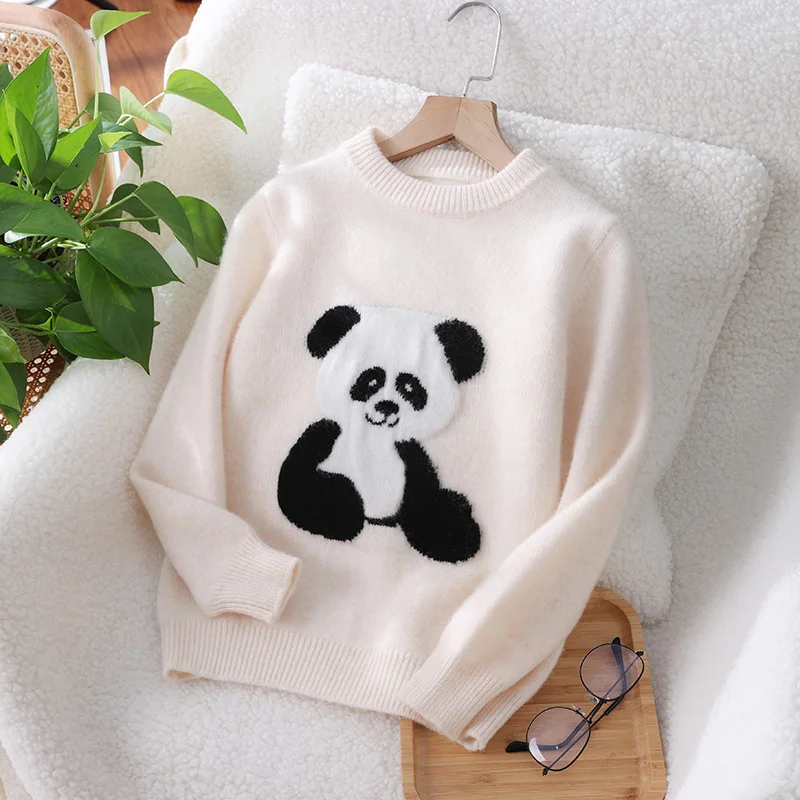 Thick Soft  O-Neck 100%  Merino Wool  Sweater Autumn And Winter  Pullover  Long Sleeve Knitwear Children's Clothing Tops view 2