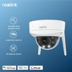 Reolink 4K 8MP Camera IK10 Security Protection 5X Optical Zoom,Color Night Vision,IP67 Waterproof Outdoor Dome PoE,WiFi Camera