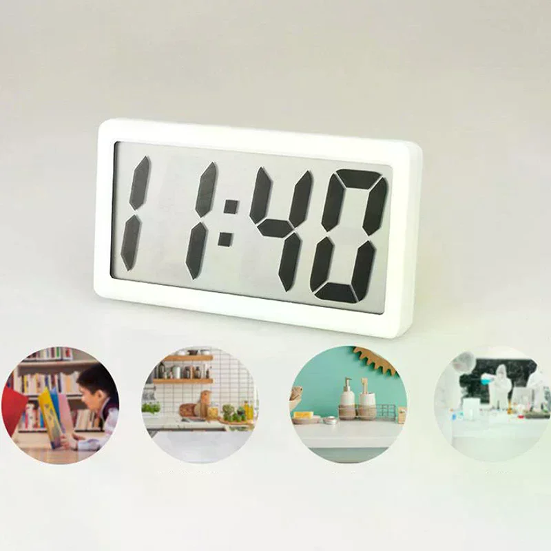 Mini Battery Powered Digital Desk Clock Time Date 12-hour Display Table Clock Wall-mounted LCD Clock With AG10 Battery