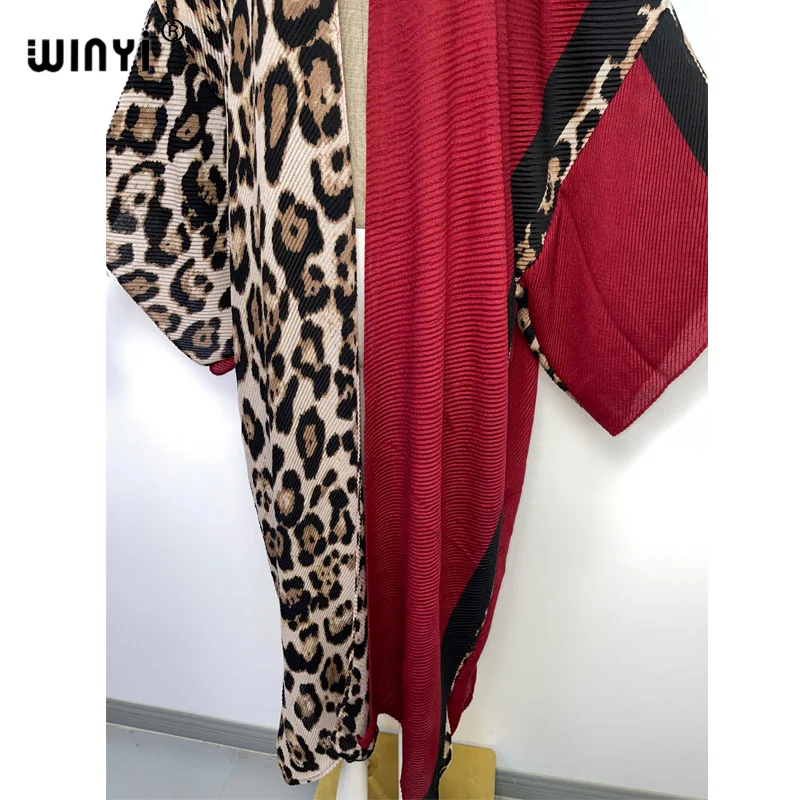 WINYI Europe fashion printing cotton Pleated dress Beach Wear elegant Africa women Cardigan Hot Bohemian holiday party Kimono