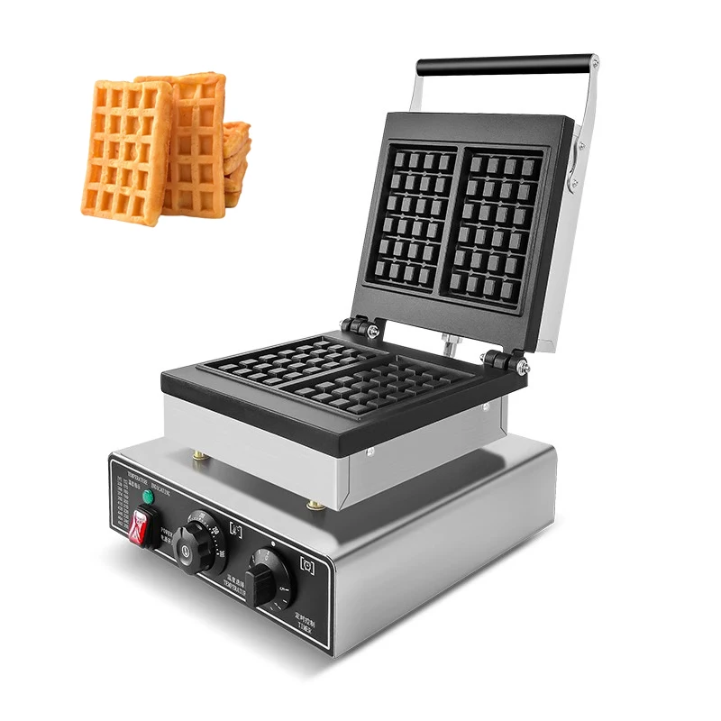 Stainless Steel 2 Slicer Square Waffle Baker Electric Commercial Belgium Bubble Waffle Machine