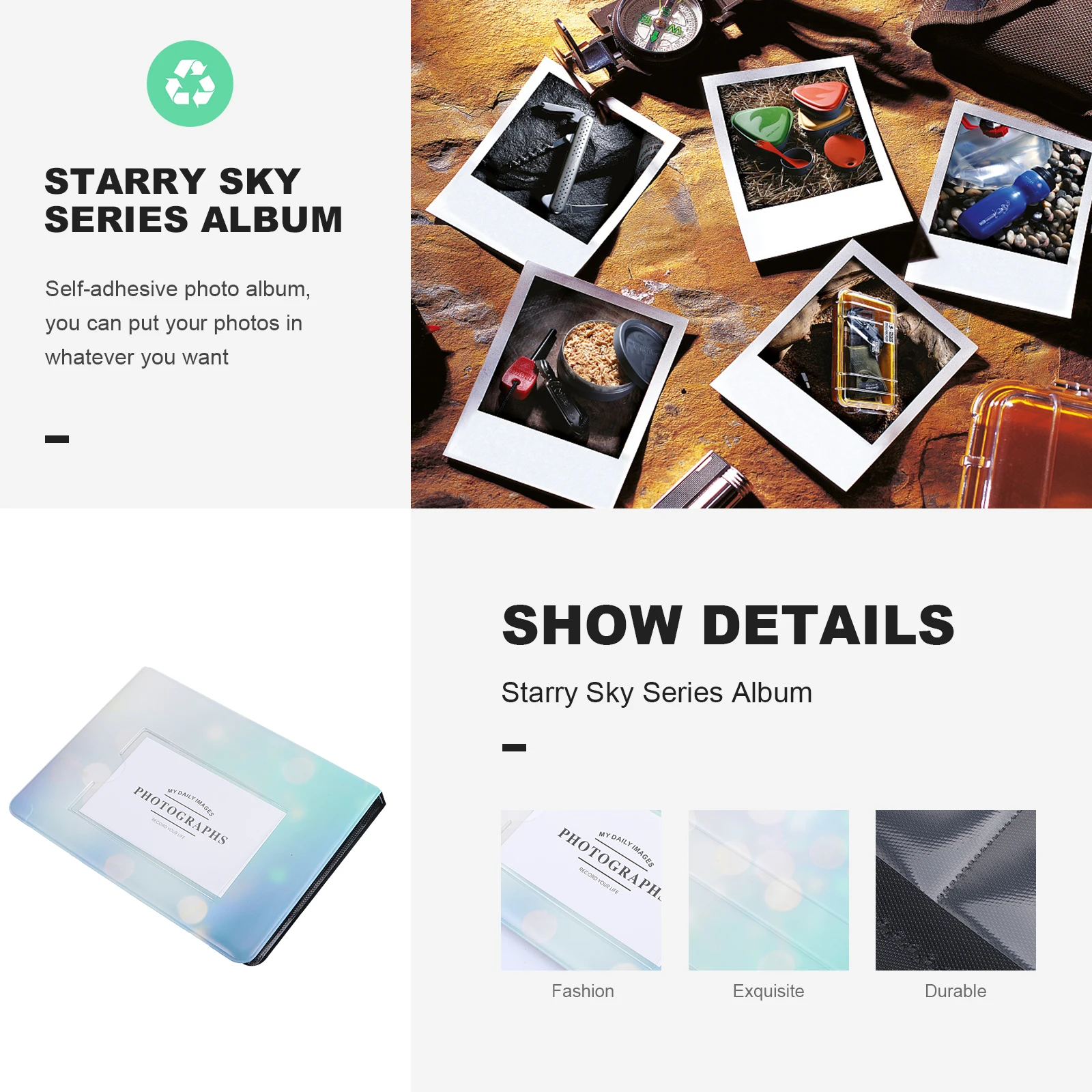 

Sky Album 64 Pockets PU Cover Self Adhesive Memory Wedding Photo Album Travel Keepsake Storage