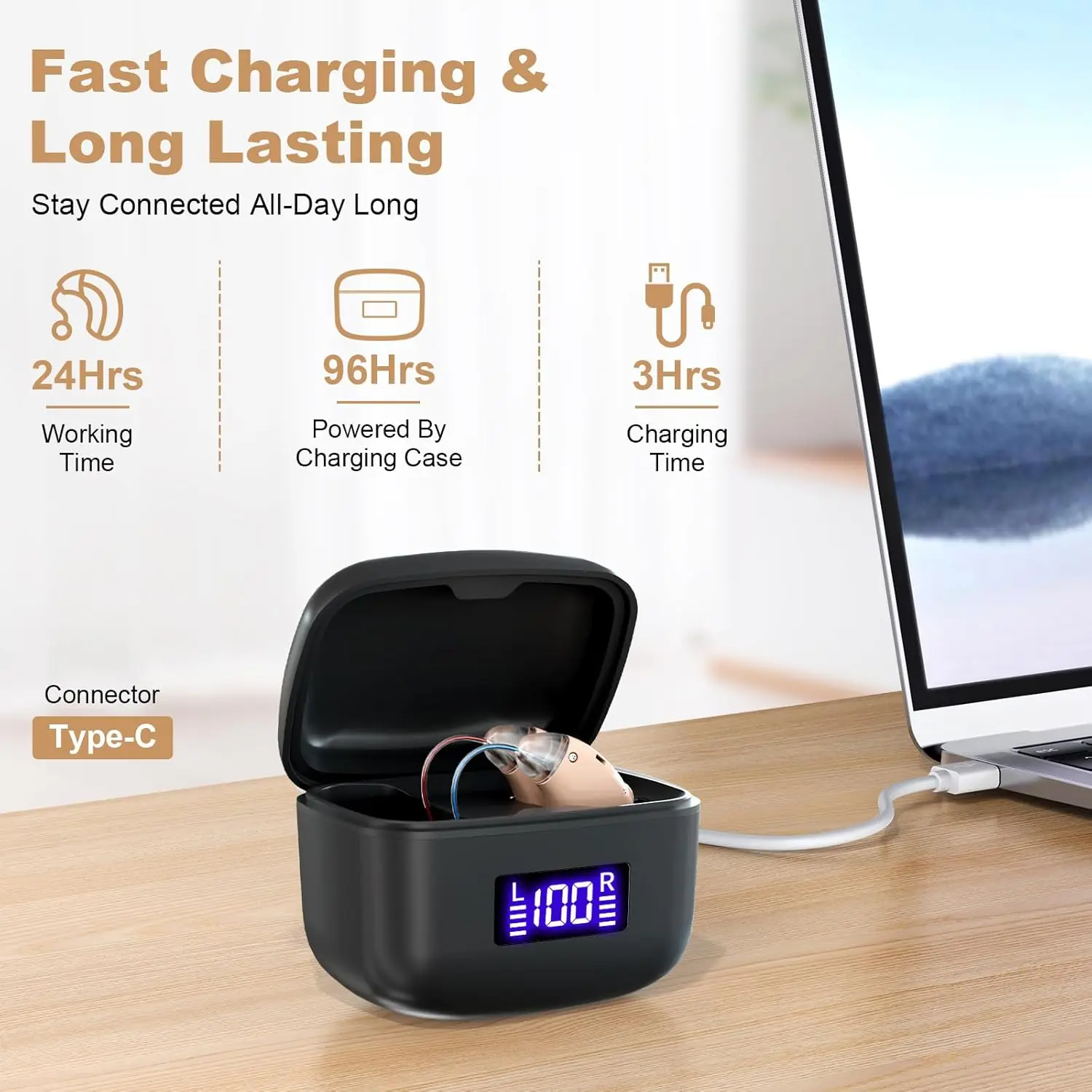 Mini Rechargeable Hearing Amplifiers Earphones, Headphones for the Adults, Hearing Aids Earbuds with Magnetic Charging Box