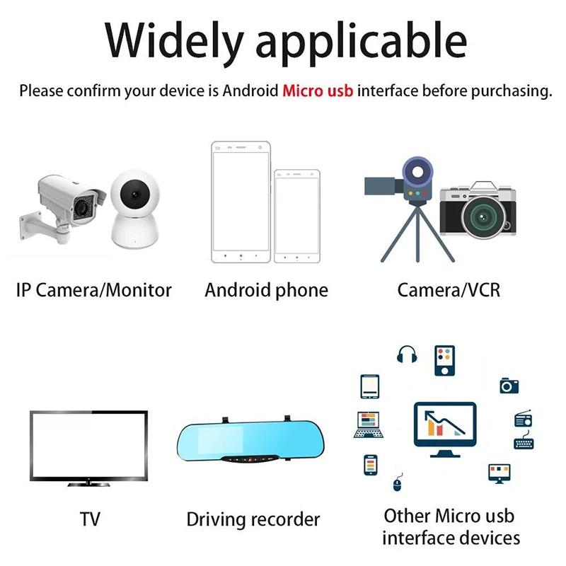 Ultra-long Android charging cable suitable for monitoring driving recorder printer Micro USB extension charging cable 3M 5M 10M