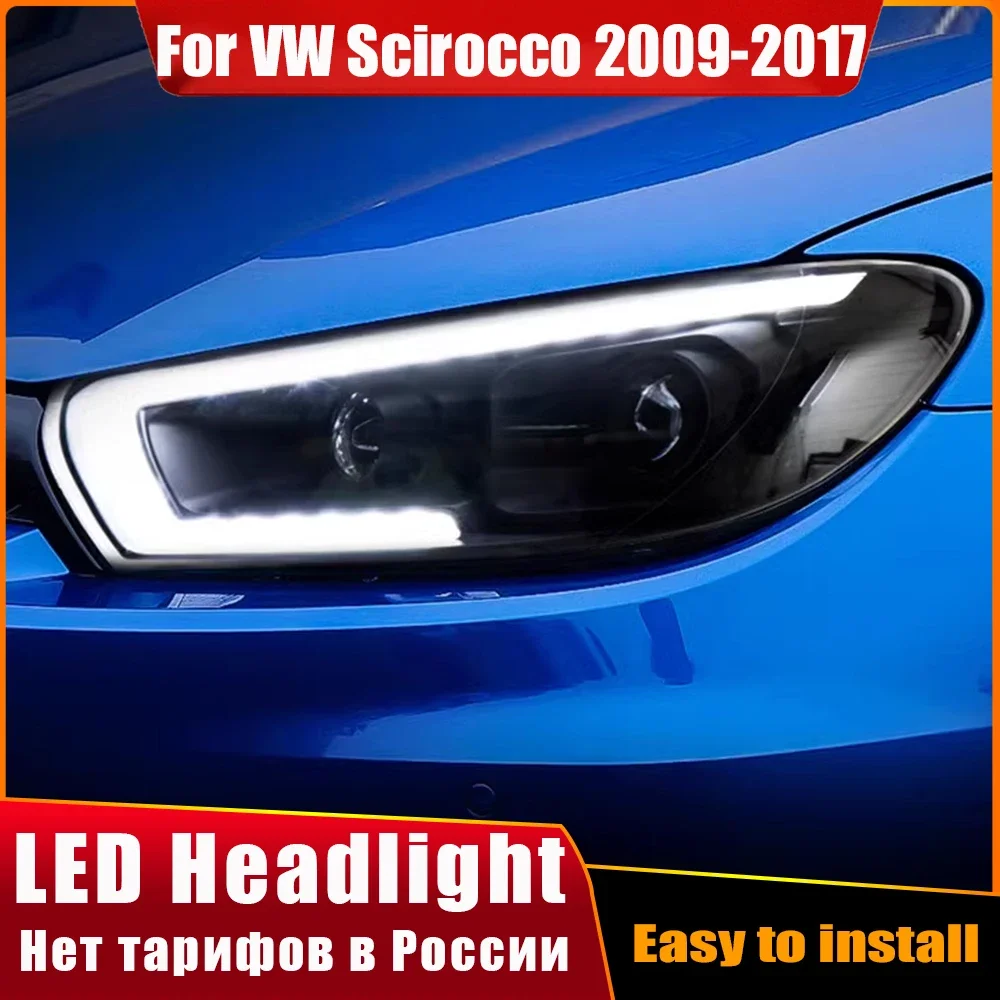 

2PCS Car LED Headlight for VW SCIROCCO 2009-2017 Headlamp Plug and Play with LED DRL Dynamic Turning Front Head Lights