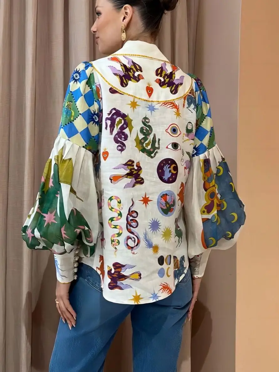 سترة نسائية مطبوعة من Faion irt كاجوال فانوس Sve سترة مفتوحة كاجوال من البوليستر طويلة Sve للتنقل والرياح