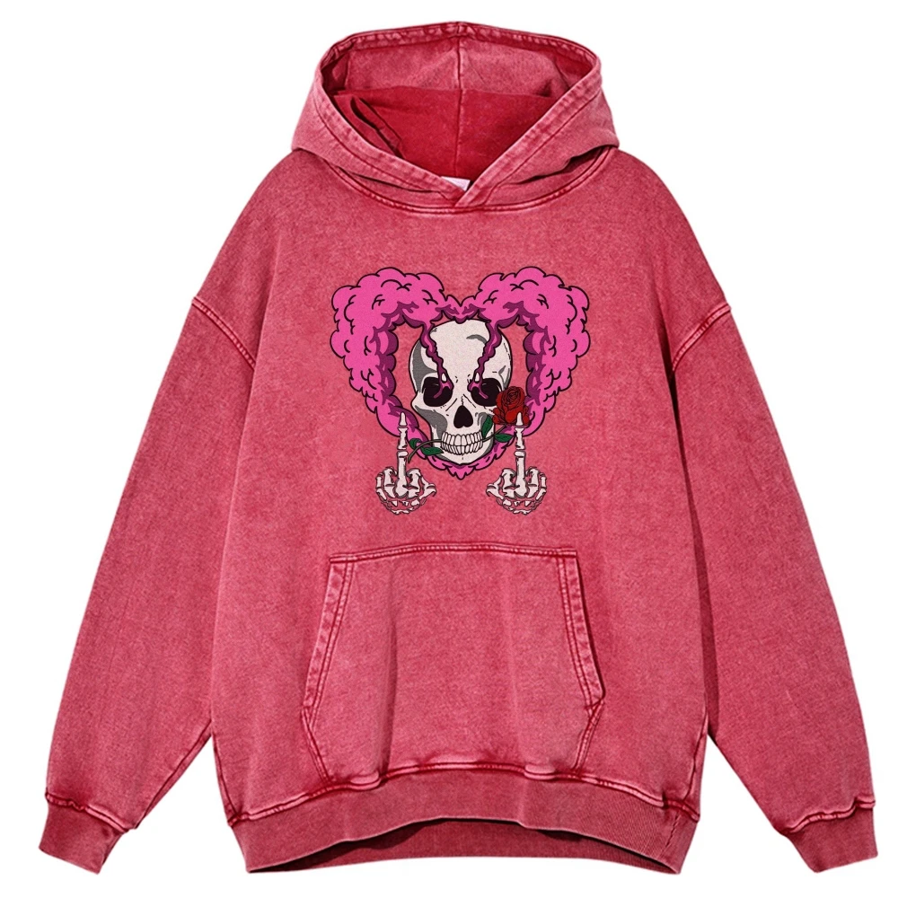 Y2k Skull Halloween Unisex Washed Hoodie Sweatshirt, Love You Forever Shirt