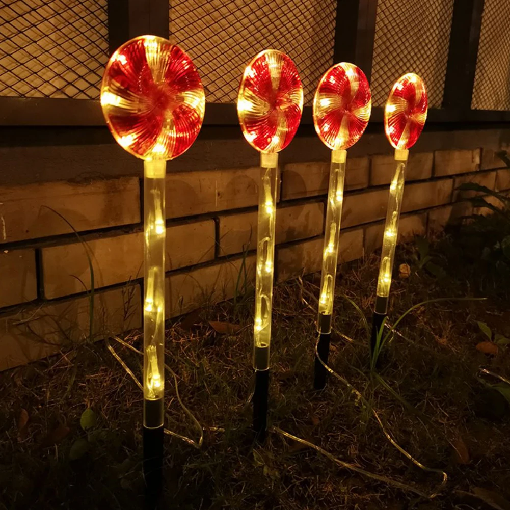 Solar LED Candy Cane Pathway Lamp, 8 modos, ao ar livre, luzes do pirulito, Natal, Ano Novo, Decoração do feriado