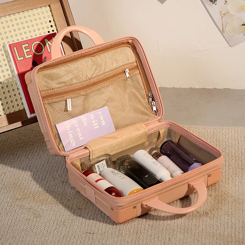 Caja de maquillaje Retro para mujer, equipaje de 14 pulgadas, Maleta de viaje, organizador portátil para cosméticos