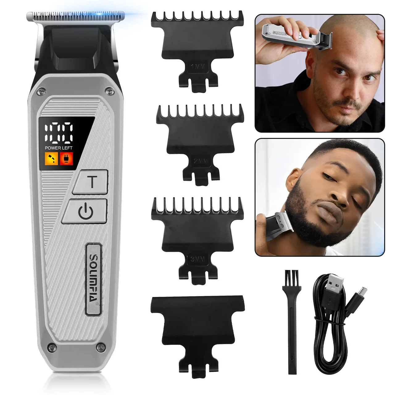 Solimpia Professional Electric Hair Clipper Automatic Grinding Gradient Edge Carving Scissors for Barbershop
