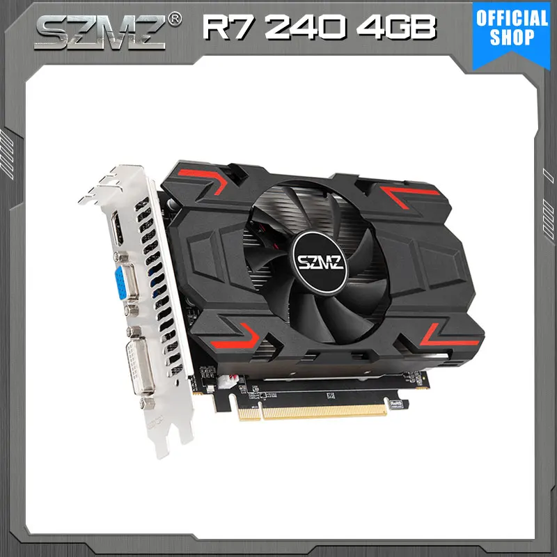 SZMZ R7 240 4GB Video card AMD Radeon R7 200 Series placa de video GDDR5 4GB Graphics card