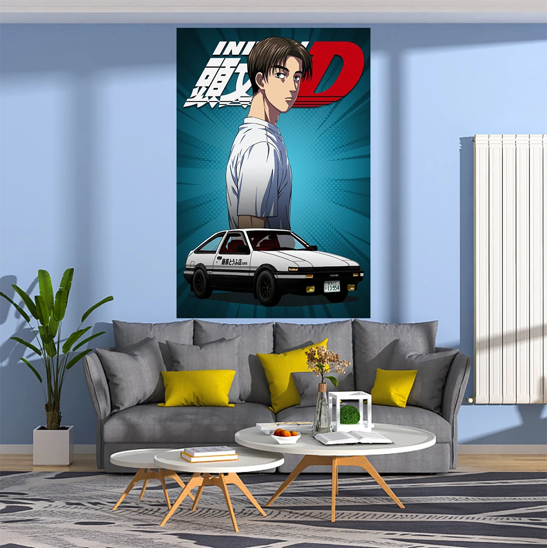 Initials D Miata Manga Tapestry Wall Mural Aesthetic Room Decorations Room Decor Cute Room Ornaments