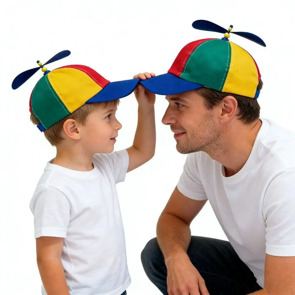 Detachable Propeller Baseball Cap Cotton Adjustable Bamboo Dragonfly Cap Sunscreen Color-block Colorful Helicopter Spiral Hat