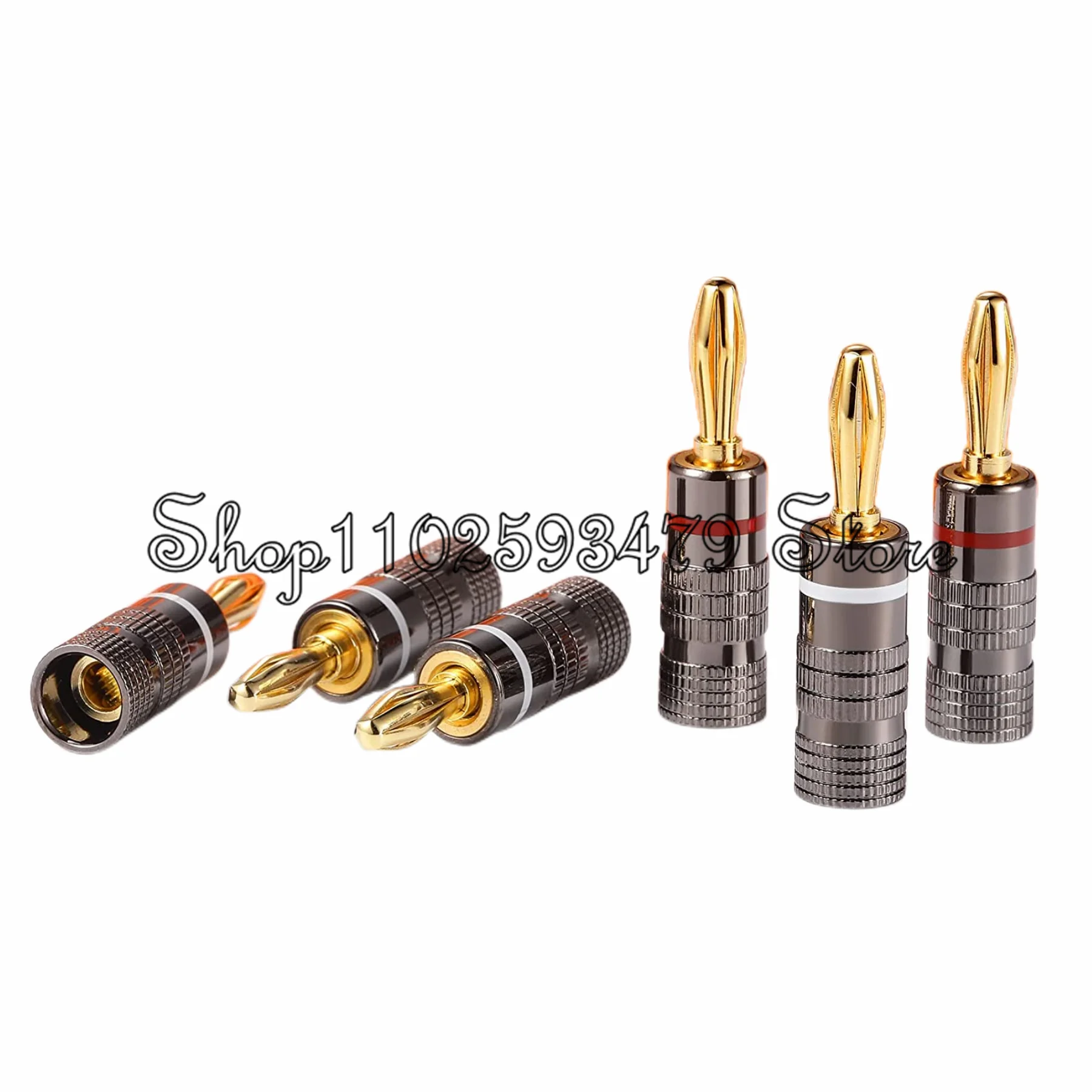 20pcs/10pairs New HIFI BANANA PLUGS 24K Gold-plated 4MM Banana Connector with Screw Lock For Audio Jack Speaker Plugs Gun Metal