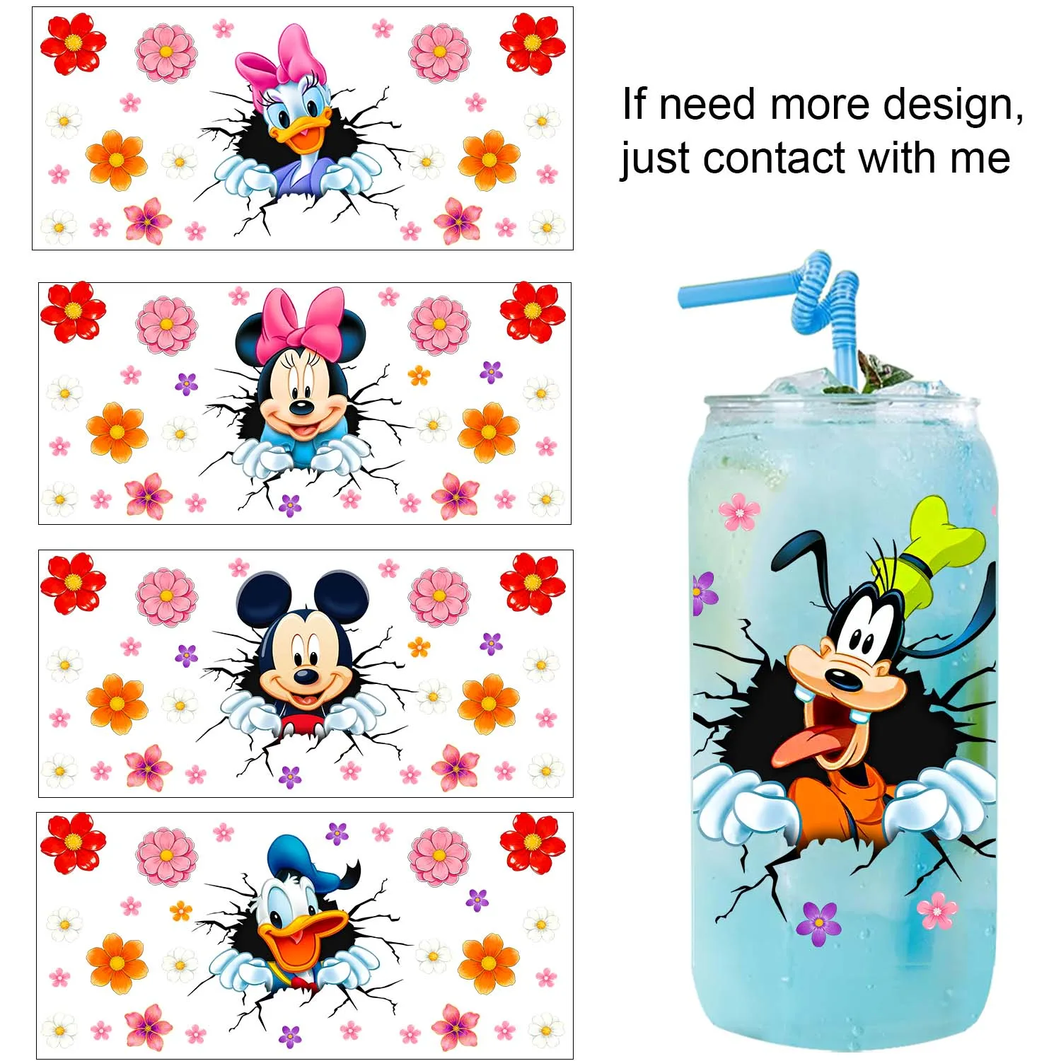 10 sheest bundle Cute anime Cartoon UV DTF Sticker easy peel waterproof transfers uvdtf sticker 16oz uv dtf tumbler cup wrap