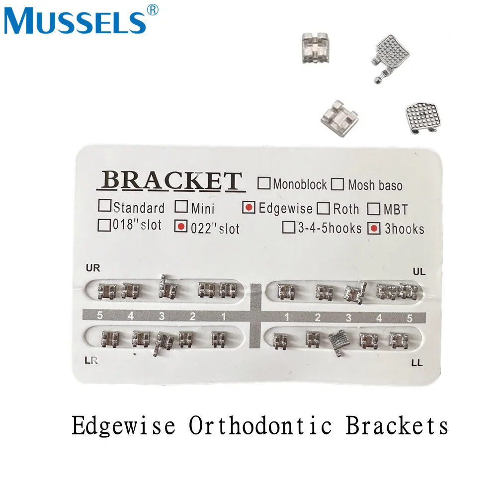 10 Packs Dental Orthodontic Brackets Braces Monoblock Mini MBT/Roth/ Edgewise Bracket 018/022 Hooks 345/3 Dentistry Metal Brace