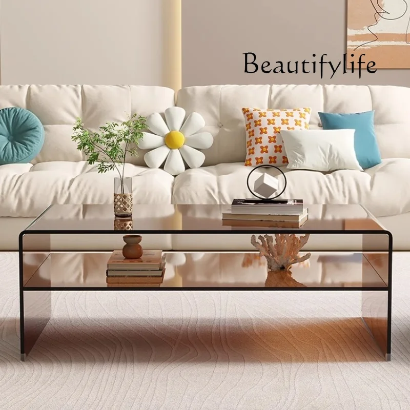 طاولة قهوة أكريليك غرفة معيشة بسيطة طاولة شاي مستطيلة مخصصة طاولة قهوة مكتب صغير حديث بسيط #4