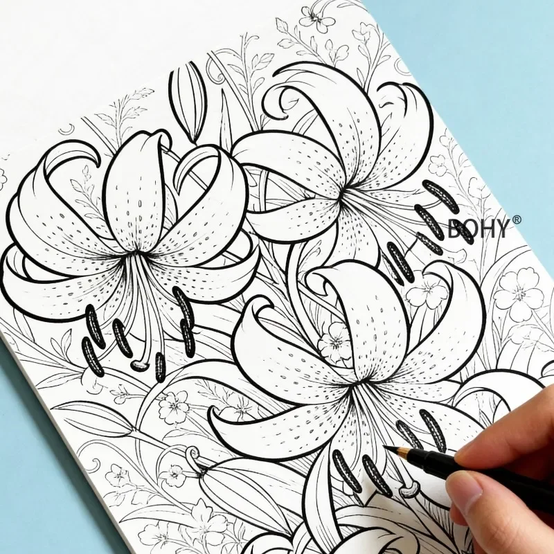 1 Adult Stress Relieving Immersive Coloring and Drawing Album, 24 Pages Cultivate Concentration, Holiday High-end Cultural Gifts