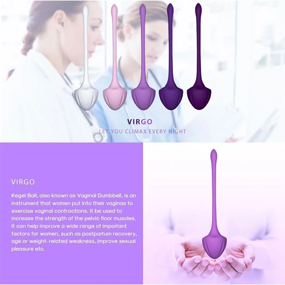 Kegel Exercise Set For Women Tightening Products Postpartum Recovery Weights Exercise Pelvic Muscle Pelvic Floor Ben Wa Ball