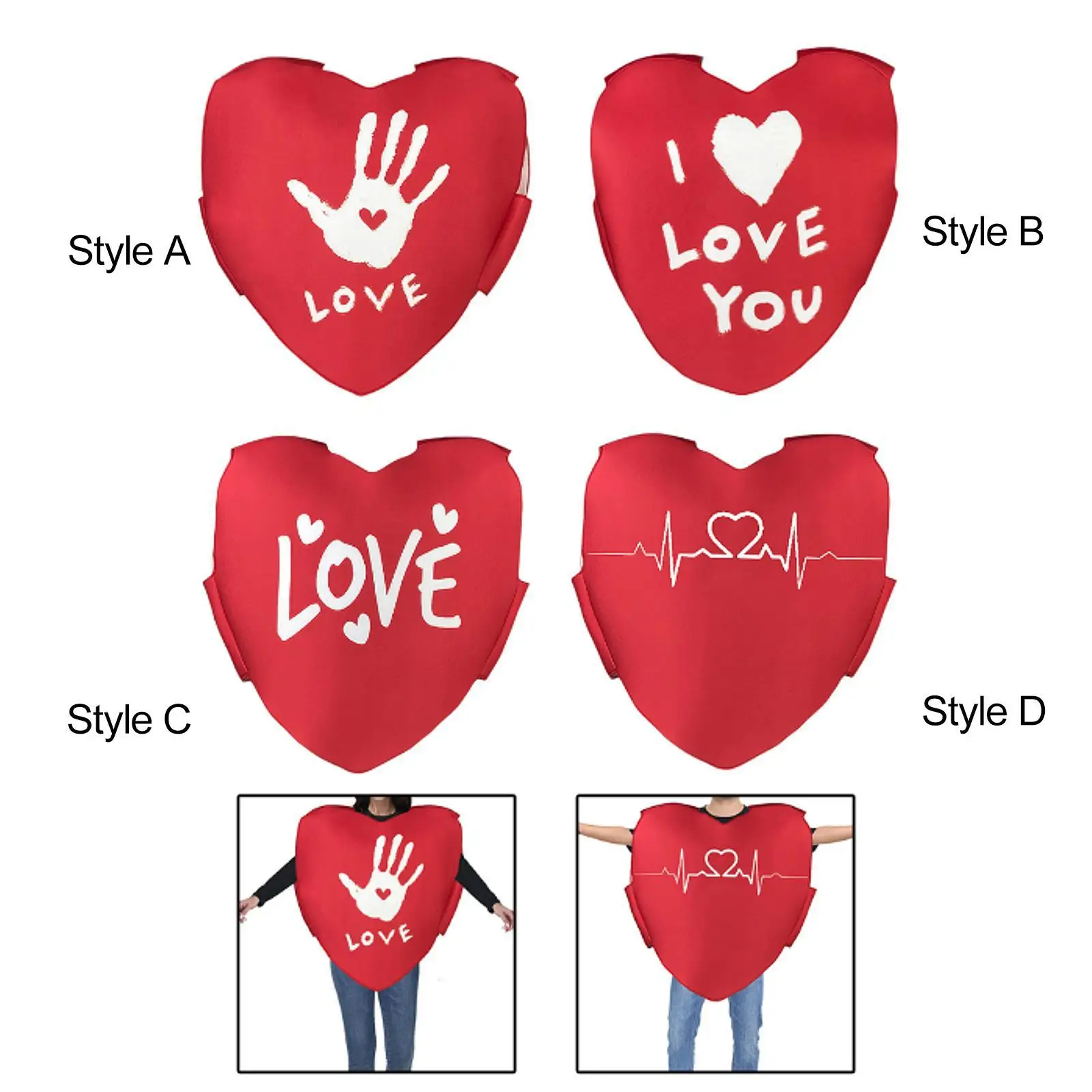 ハートコスチューム レッド 男性用 女性用 大人用 バレンタイン コスプレ衣装 小道具用