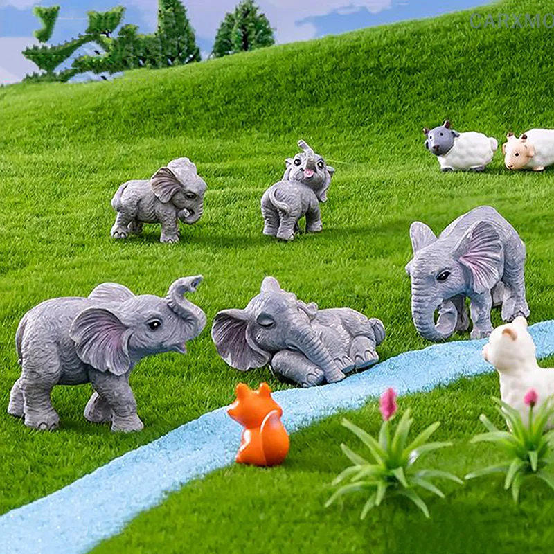 Creative Miniature Animal Elephant Cute Decoration Resin Bonsai Doll Fairy Tale Garden Decoration Desktop Small Ornaments