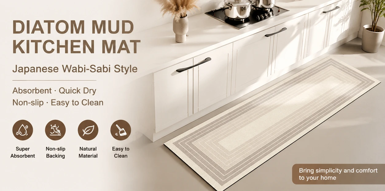 Kitchen Diatomaceous Earth Mat Oil Absorbing Floor Rug Non Slip Quick Dry Dining Room Carpet Home Decoration 1/2PCS
