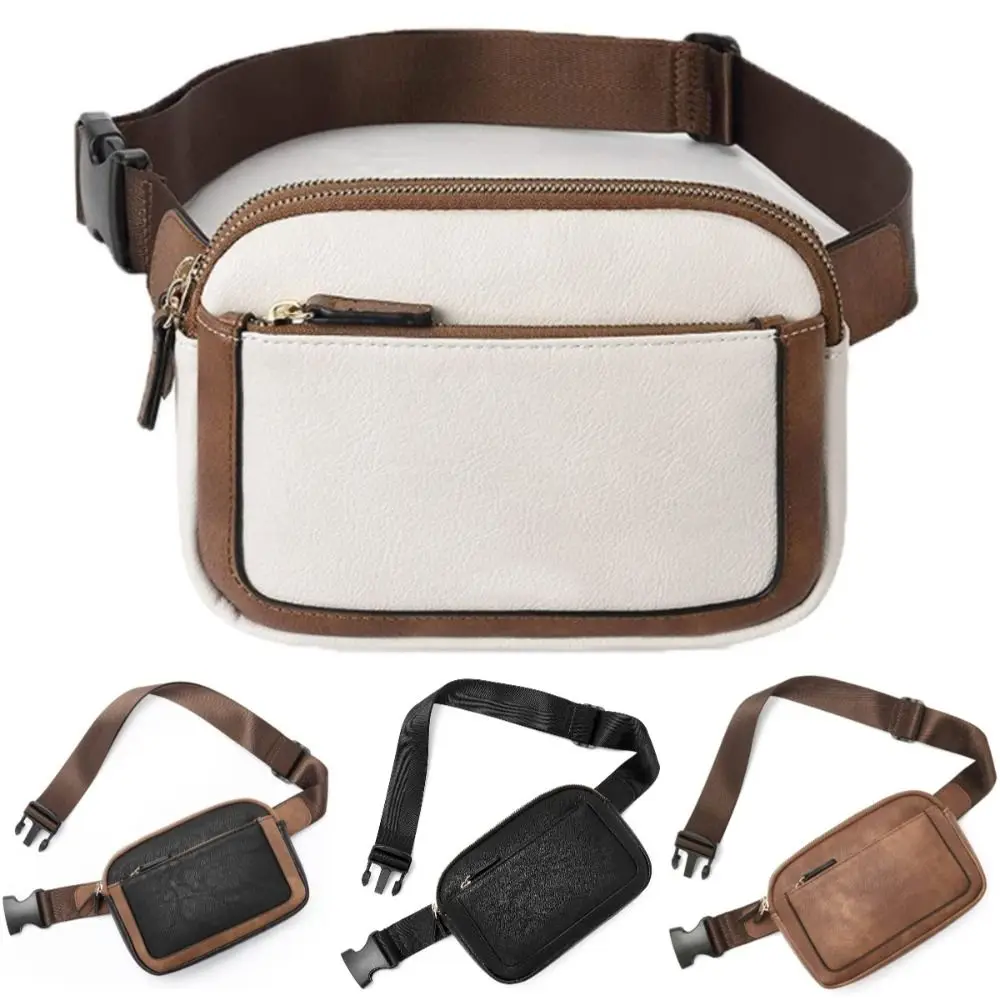 

Korean Style Women's Fanny Pack Adjustable Strap Card Pocket Women Waist Bag Clutch Bag PU Leather Crossbody Chest Bag Outdoor