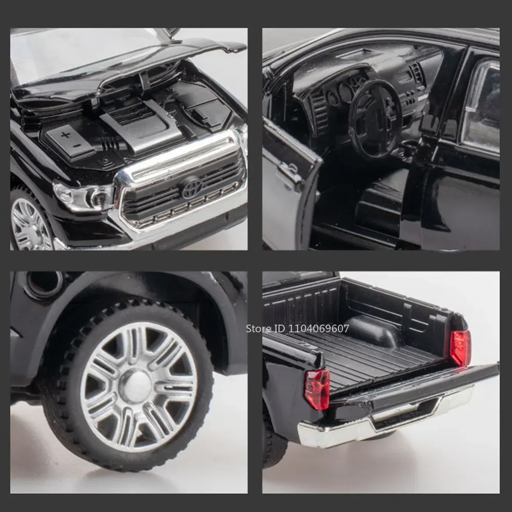 Tundra – modèle de voiture Miniature en alliage moulé sous pression, camionnette, 4 portes ouvertes, son et lumière, véhicule tout-terrain, cadeaux pour enfants, 1:32
