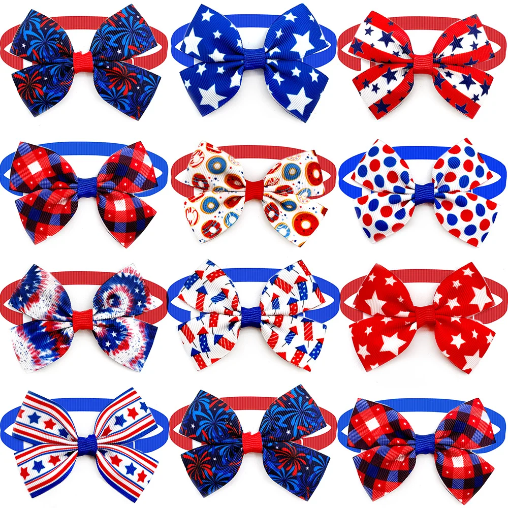 New Style The 4th of July American Independence Day Holiday Pet Dog Cat Bow Ties Adjustable Dog Collar Pet Grooming Supplies