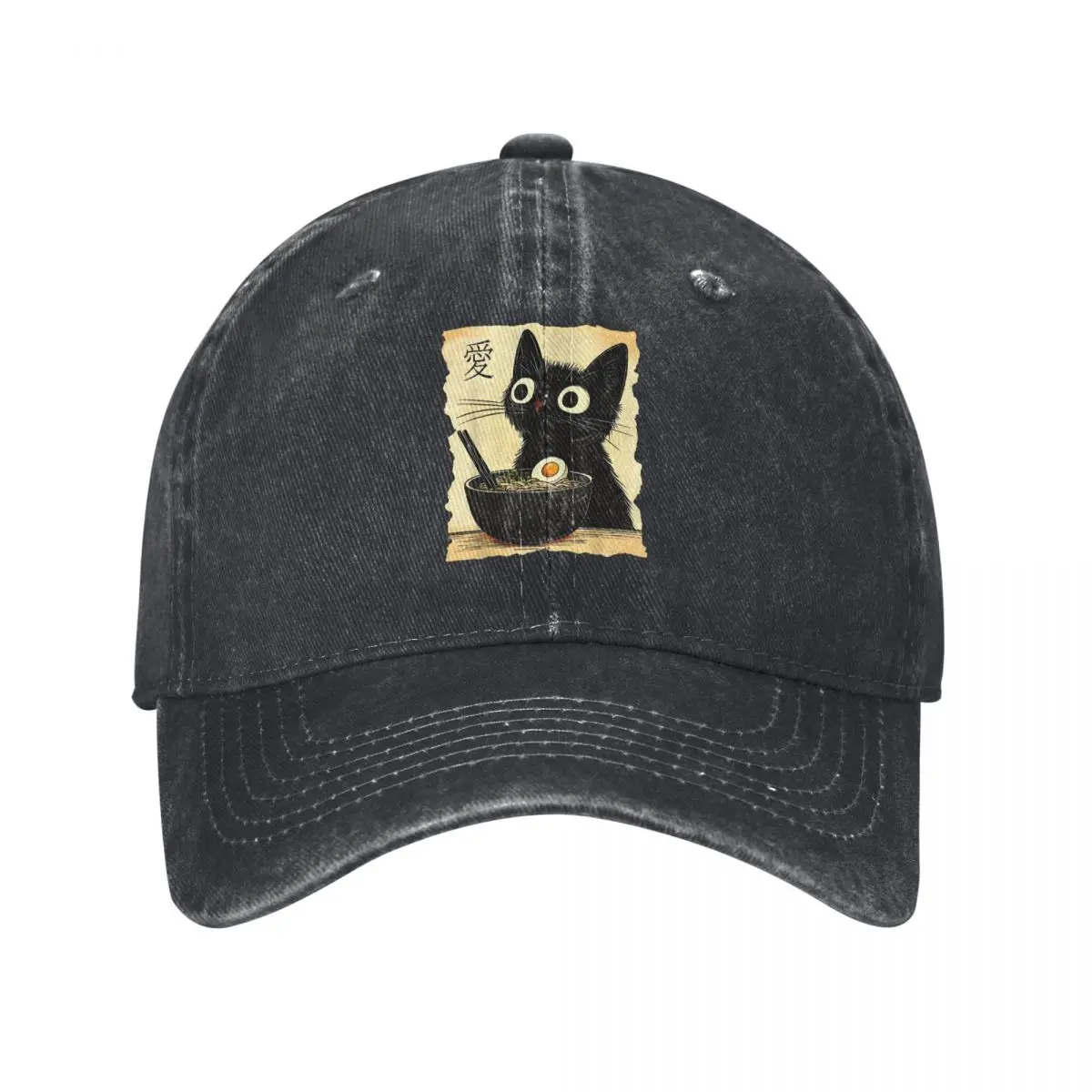 Kawaii Anime Cat Ramen denim Hat Breathable Design Men's Hats Cap Man Summer