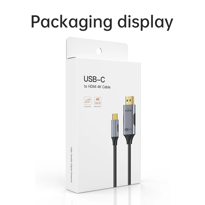 4K USB C to HDMI Cable Adapter 4K 60Hz USB Type C to HDMI Cable Thunderbolt 3 Compatible with MacBook Pro IPad pro Laptop