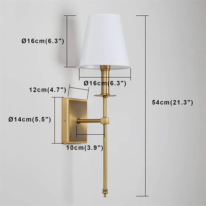 Retro White Textile Wall Lamp Bedroom Bedside Night Light Fabric Lampshade Home Decor Bathroom Living Room Corridor Wall Sconce