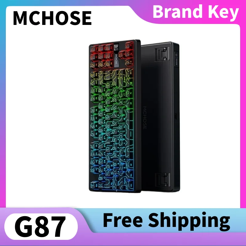 

MCHOSE G87 Wireless Mechanical Keyboard Volume Adjustment Knob 8 Music Rhythm RGB HUB Web Driver Bluetooth GamingKeyboard