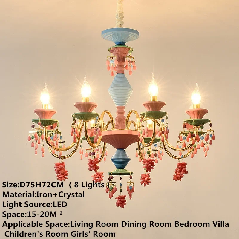 Hongcui Modern Color Crystal Pendent Lamp French Luxury Art Living Room Restaurant Bedroom Girl's Room Children's RoomChandelier image 2