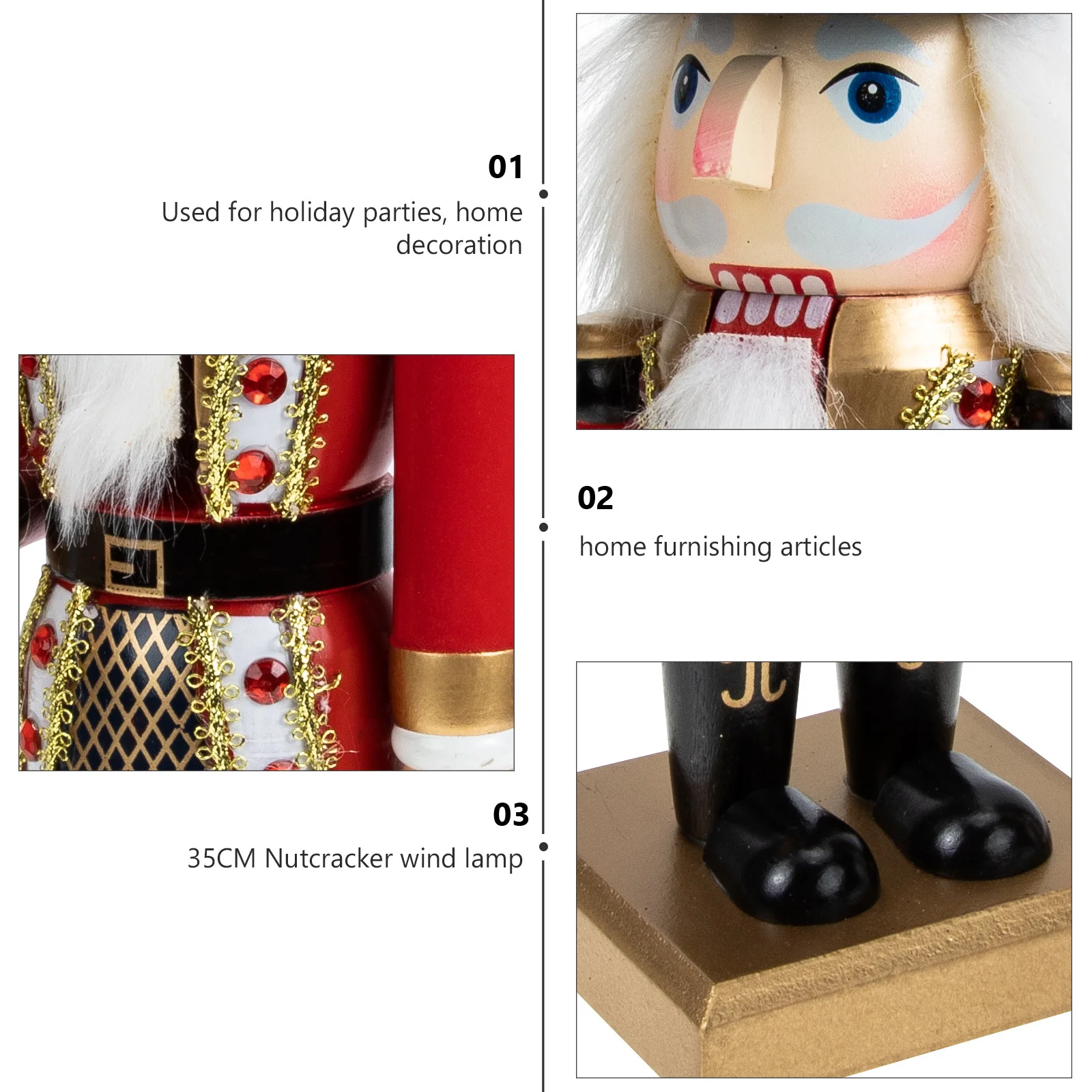 

Wooden Nutcracker Home Decor Cute Cartoon Nutcracker Ornament for Desktop Coffee Table Bookcase Ornament