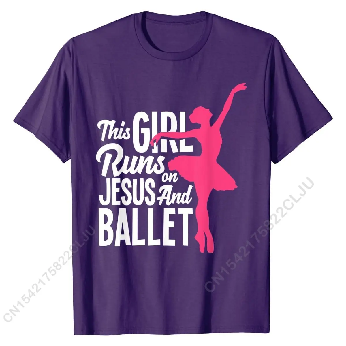 This Girl Runs On Jesus And Ballet Dancer Christian Gift T-Shirt Tees Company Fitness Tight Cotton Mens T Shirt Fitness Tight