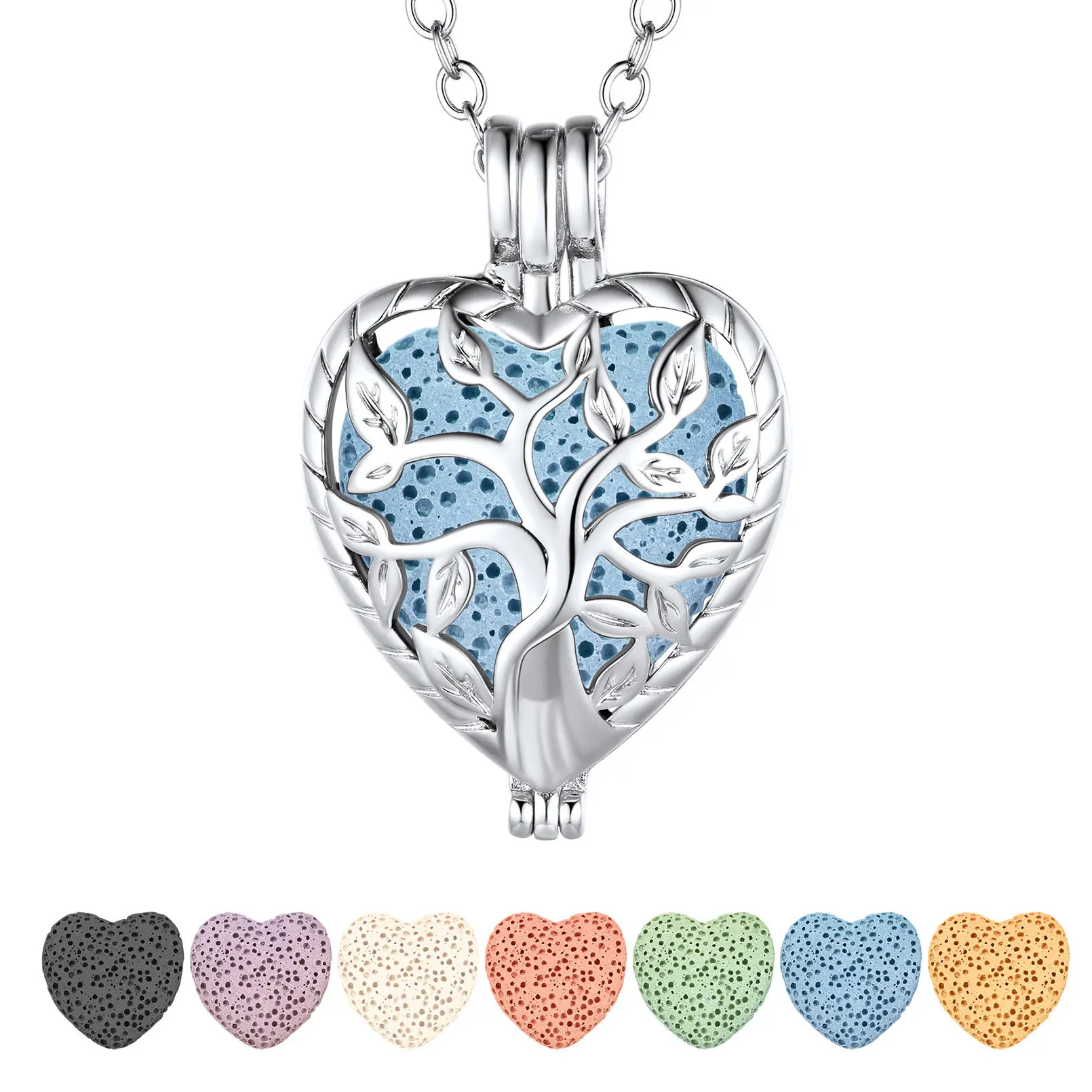 Diffuser Necklaces for Women Tree of Life Heart Shape Aromatherapy Perfume Essential Oil Pendant Necklace Jewelry Gift for Her