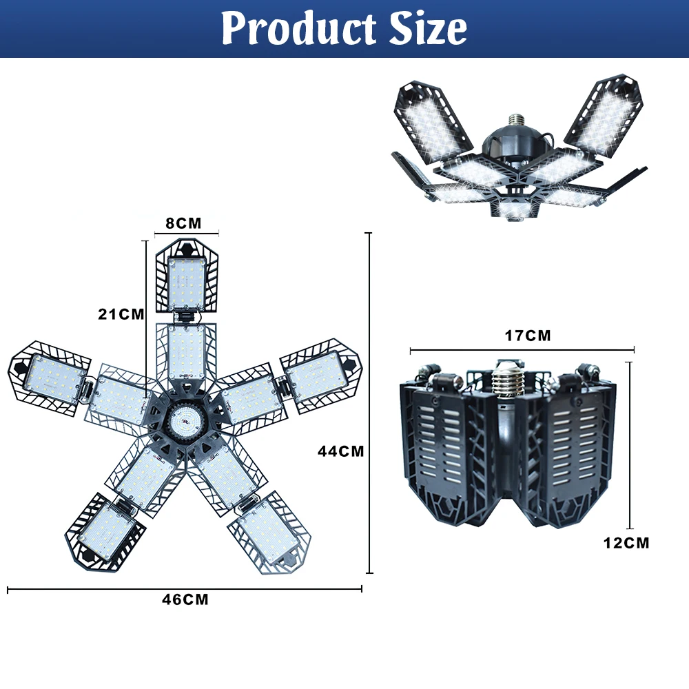 15000 루멘 LED 차고 조명, 강력한 작업장 창고 천장 작업 조명, 접이식 매우 밝은 180W 차고 산업용 램프