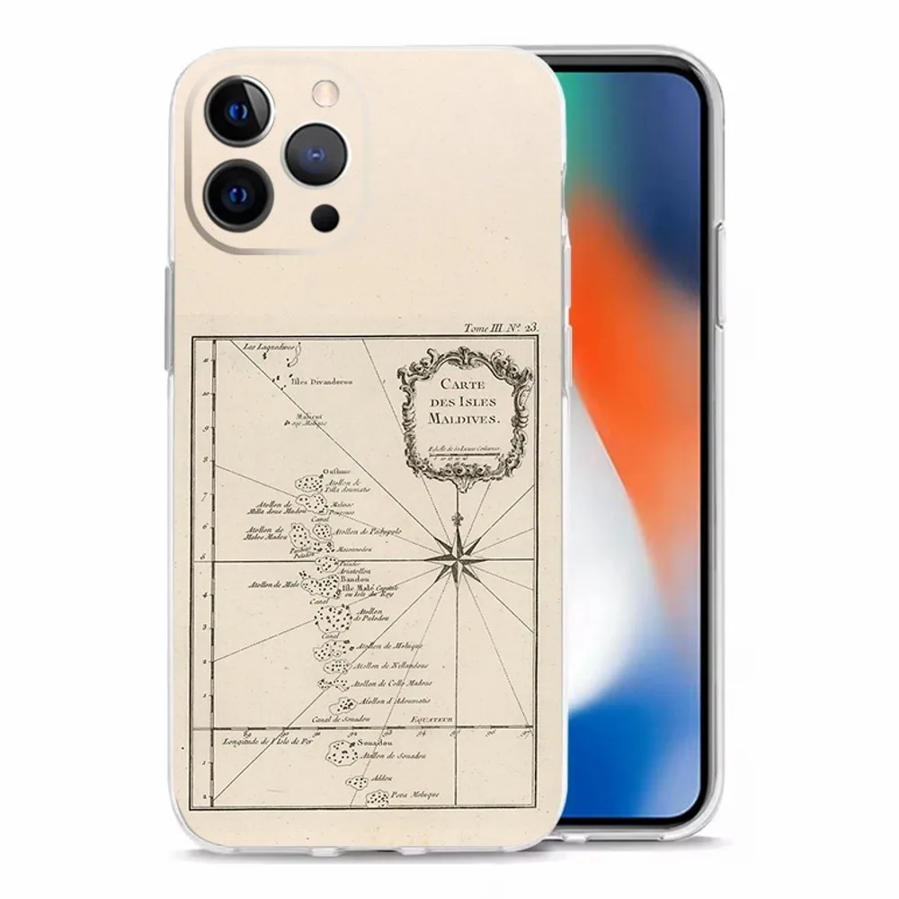MALDIVES Map Phone Case For iPhone 16,15,14,13,12,11 Plus,Pro,Max,XR,XS,X,7,8 Plus,SE,Mini Transparent Shell #3