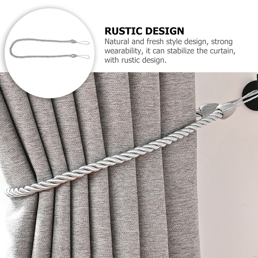 

4Pcs Natural Style Rope Curtain Tiebacks Rustic Curtain Holdbacks Decorative Window Accessories for Living Room Bedroom Bathroom
