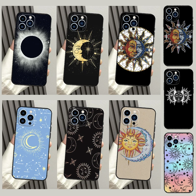 Celestial Mosaic Sun Moon Case For Samsung Galaxy S25 Ultra S23 S22 S21 S20 S24 Ultra S9 S10 Plus S25 FE Cover Coque