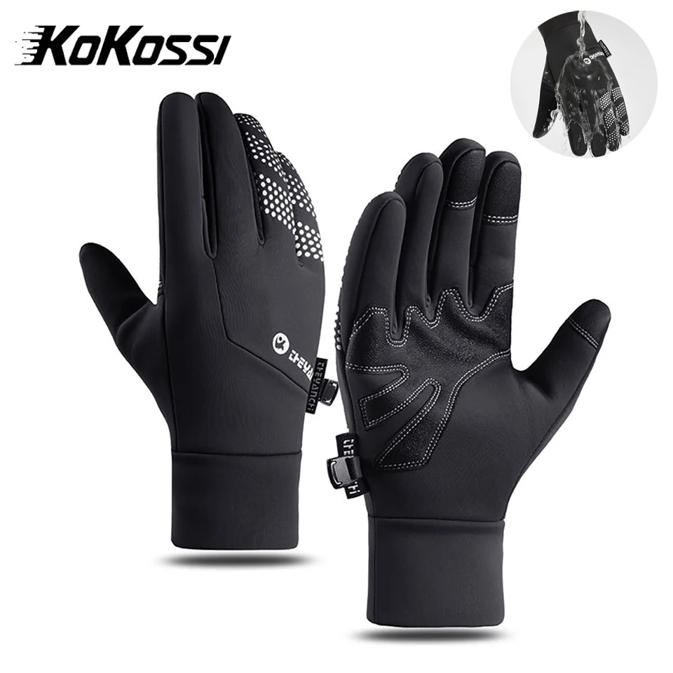 

KoKossi зимние велосипедные перчатки водонепроницаемые теплые ветрозащитные уличные перчатки с сенсорным экраном для мужчин женщин пеший туризм катание на лыжах мотоцикл