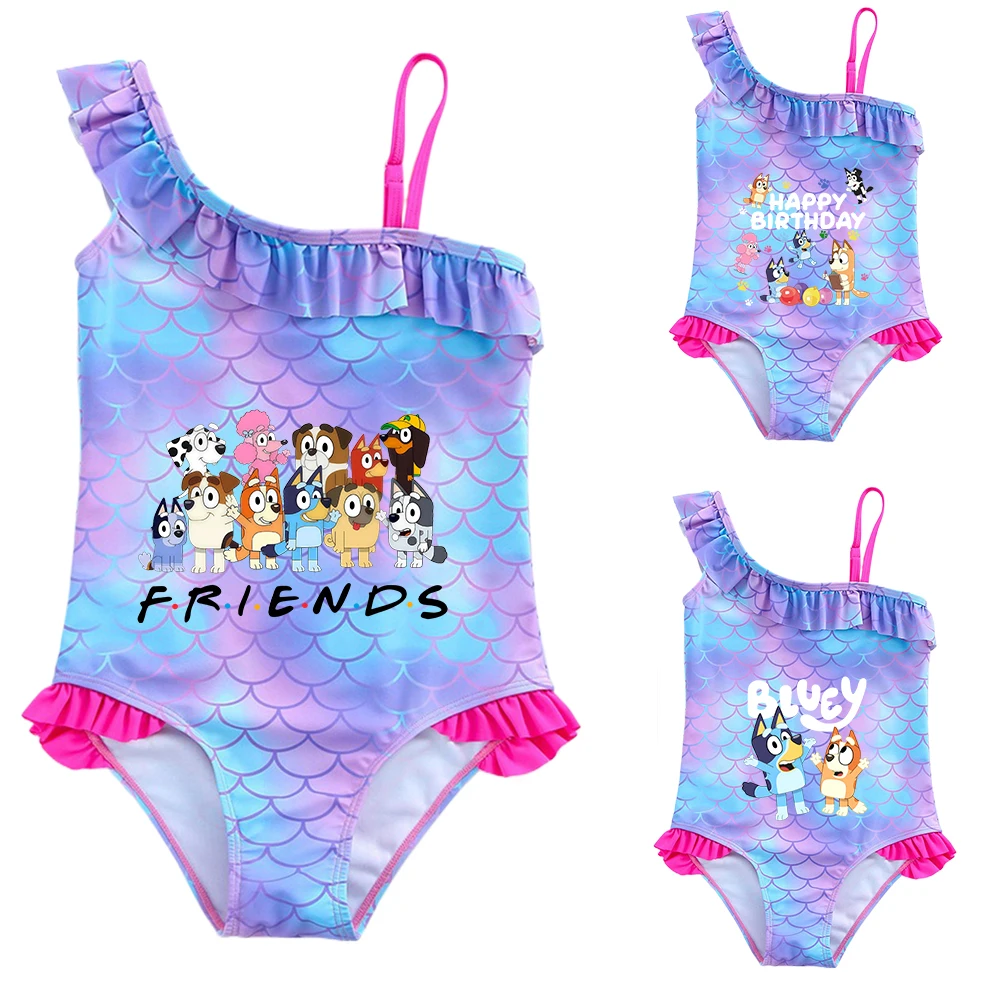 

Купальник-русалка Bluey для девочек, цельный, с чешуей, для малышей, пляжный наряд