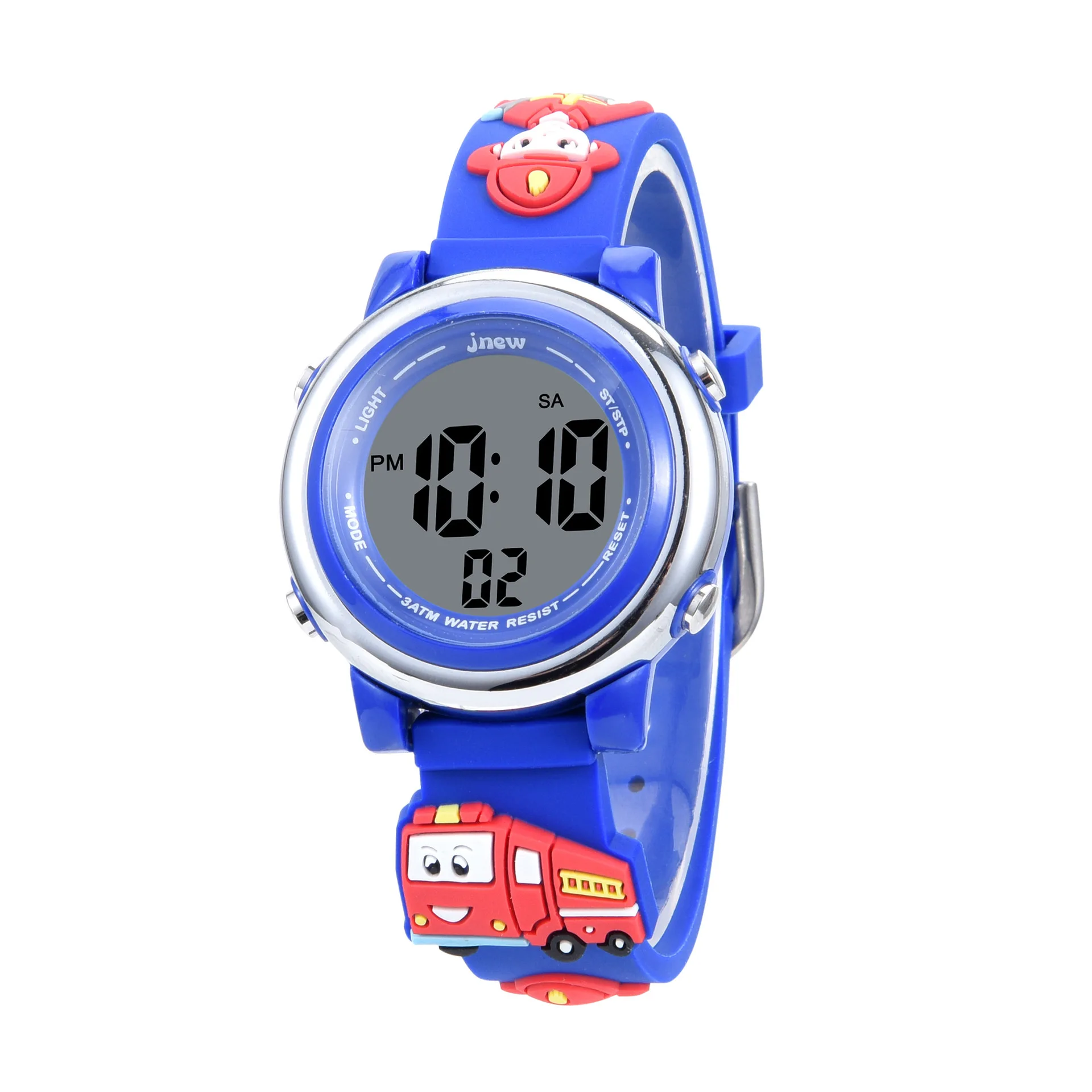 Montre électronique de sport, réveil, étanche, cadran numérique, LED, dessin animé mignon éléphant camion de pompiers, montre pour enfants