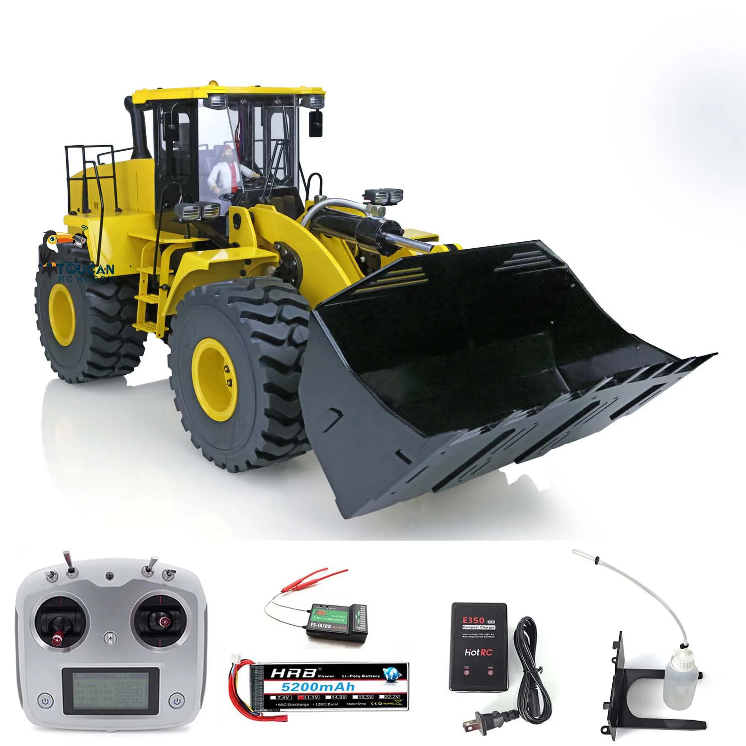 In Stock 1/14 Metal Hydraulic RC Loader ESC Motor Light Sound System Battery Assembled Painted Remote Control Car Model