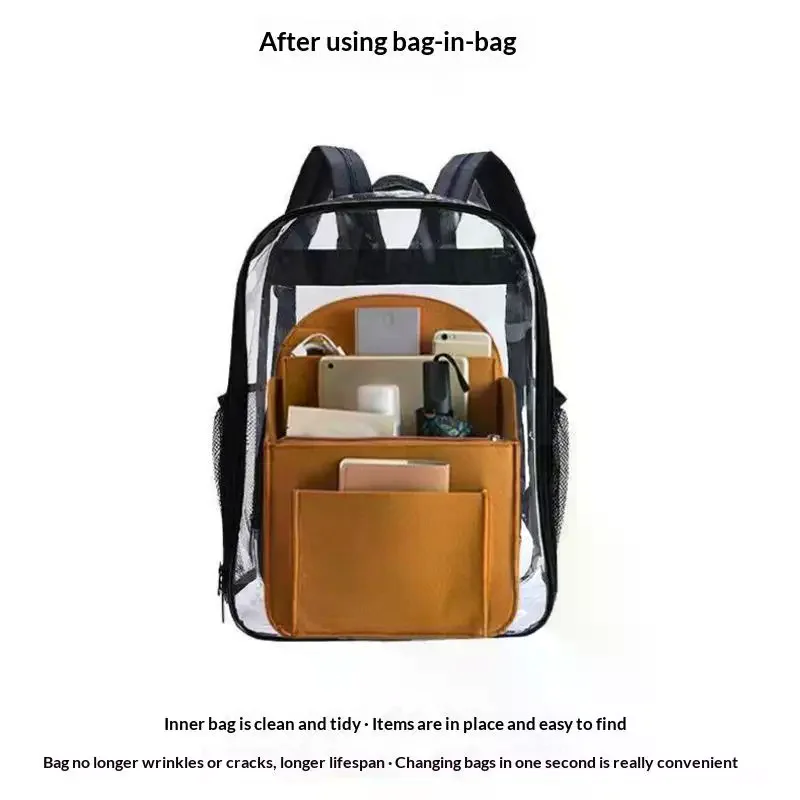 Felt Backpack Organizer Insert Multi Compartment Flexible Soft Portable Bag Divider for Short Trip Daily Storage